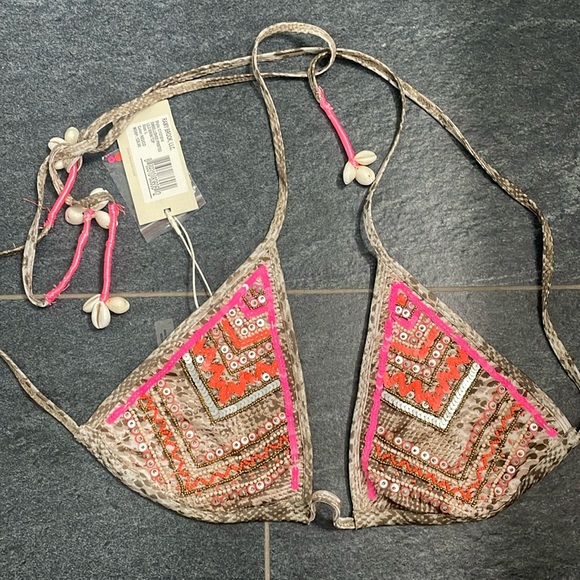 Other - Embellished printed Lilo bikini top
